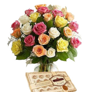 25 colorful roses with chokolates | Flower Delivery Stavropol