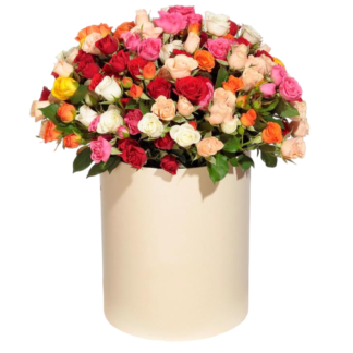 Mixed roses in a hatbox | Flower Delivery Stavropol