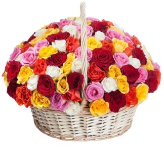 51 colorful roses in the basket | Flower Delivery Stavropol